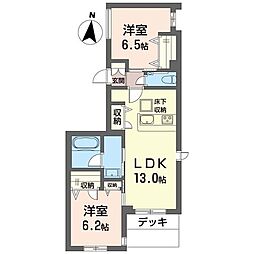 カイレアテラス 2LDKの間取図画像