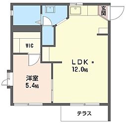 コーポくろさわ 1LDKの間取図画像