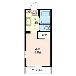 東習志野ウィ−ンハイツ 2階1Kの間取り