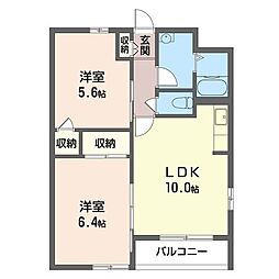 メゾンド・ベル 2LDKの間取図画像