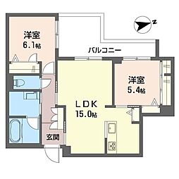 グリナージュ リリア 2LDKの間取図画像