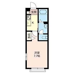 タウンハイツ 1Kの間取図画像