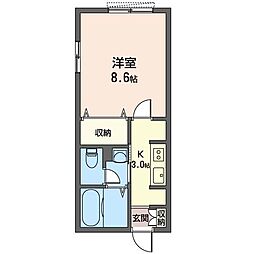 パークメゾン・サウス 1Kの間取図画像