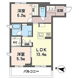 フォルティガーレ 2LDKの間取図画像