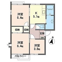 ハイツ宮C 3Kの間取図画像