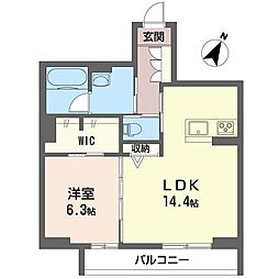 オルテンシア 1LDKの間取図画像