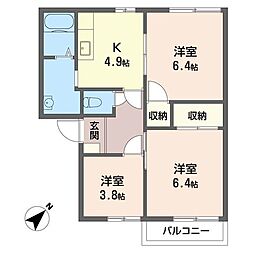 ウインハイツD 3Kの間取図画像