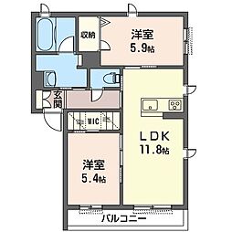スミッコミナミ 2LDKの間取図画像