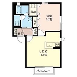 プレミール・ボヌールA 1LDKの間取図画像