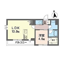 セリシール城東 1LDKの間取図画像