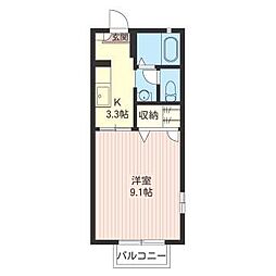 エーデル桜B 1Kの間取図画像