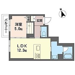リヴェール 今泉 1LDKの間取図画像