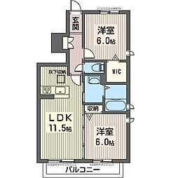 ｅｌｖｉｔａ　Ｂ 1階2LDKの間取り