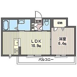 リラフォートA 1LDKの間取図画像