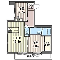 リッシェル・ロンサール 2LDKの間取図画像