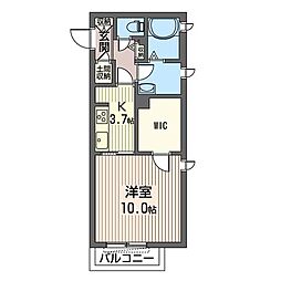エスペランサ 1Kの間取図画像