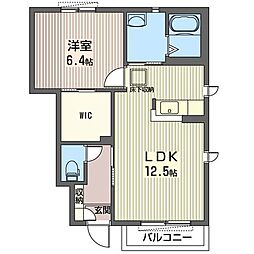 ラ・ボヌールB 1LDKの間取図画像