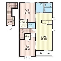 グリーン・ヴィラＥ 2階2LDKの間取り