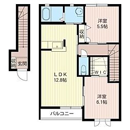 メゾン・ド・エトワールA 2LDKの間取図画像