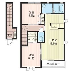 ボヌール・ブランシェA棟 2LDKの間取図画像