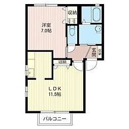 シェリールA 1LDKの間取図画像