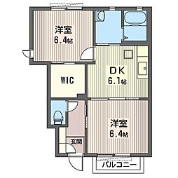 カトルセゾンA 2DKの間取図画像