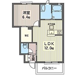 レジデンスラソA 1LDKの間取図画像