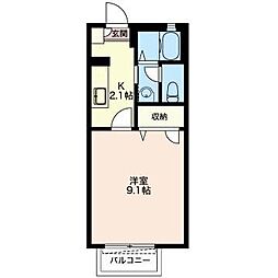 オレンジヒルズD 1Kの間取図画像