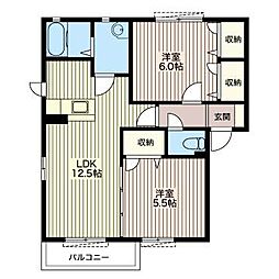 ヴィーガ 2LDKの間取図画像