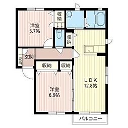 メゾン・ヴィクドワールD 2LDKの間取図画像