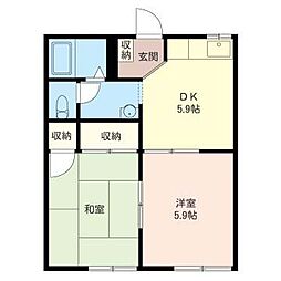 ペルテ・ハイローズB 2Kの間取図画像