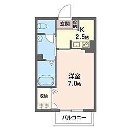 メゾンソレイユ 1Kの間取図画像
