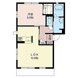 ソレイユC 1LDKの間取図画像