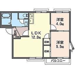 フレグランス高橋A 2LDKの間取図画像