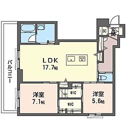 ヴィアソーレイツキ 2階2LDKの間取り