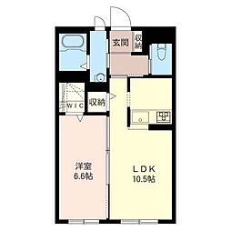 メープルヒルズガーデン 1階1LDKの間取り