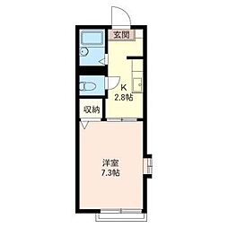 シャン・クレール・シマダ 1Kの間取図画像