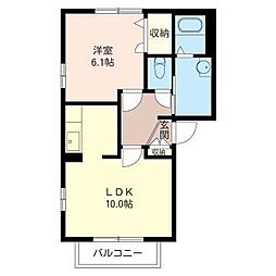 メゾン・オレンジヒルズ 1LDKの間取図画像