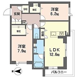 アクシズ 2LDKの間取図画像