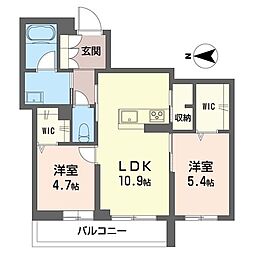 アクシズ 2LDKの間取図画像