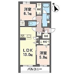 ルミオーブ 2LDKの間取図画像