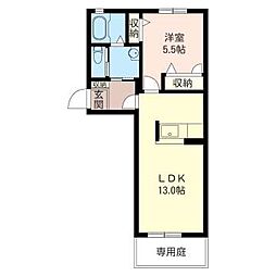 フェリチタ雲雀 1LDKの間取図画像