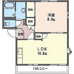 ウインズA 1LDKの間取図画像