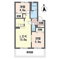 グリーン・コートA 2LDKの間取図画像