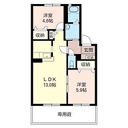 グリーン・コートA 2LDKの間取図画像