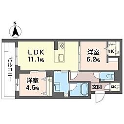 ルーエ清瀬 2LDKの間取図画像