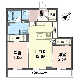 ドエルアーバンII 00203 2階2LDKの間取り