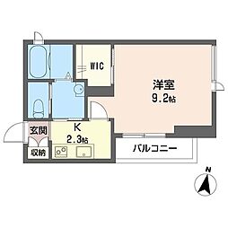 プラティーク 3階1Kの間取り
