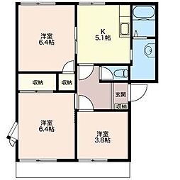 セントラルヴィレッヂA 3Kの間取図画像