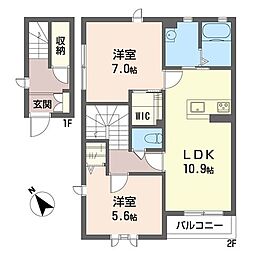 プロ・ヌーブ・せんげん台 2LDKの間取図画像